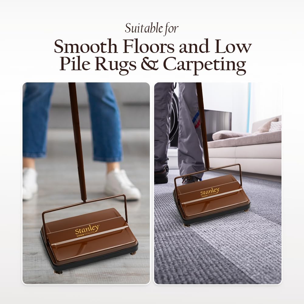 STANLEY HOME PRODUCTS Electrostatic Carpet  Floor Sweeper - Heavy Duty Lightweight Floor Cleaner - Suitable for Smooth Floors and Low Pile Rugs  Carpeting No Electricity Needed