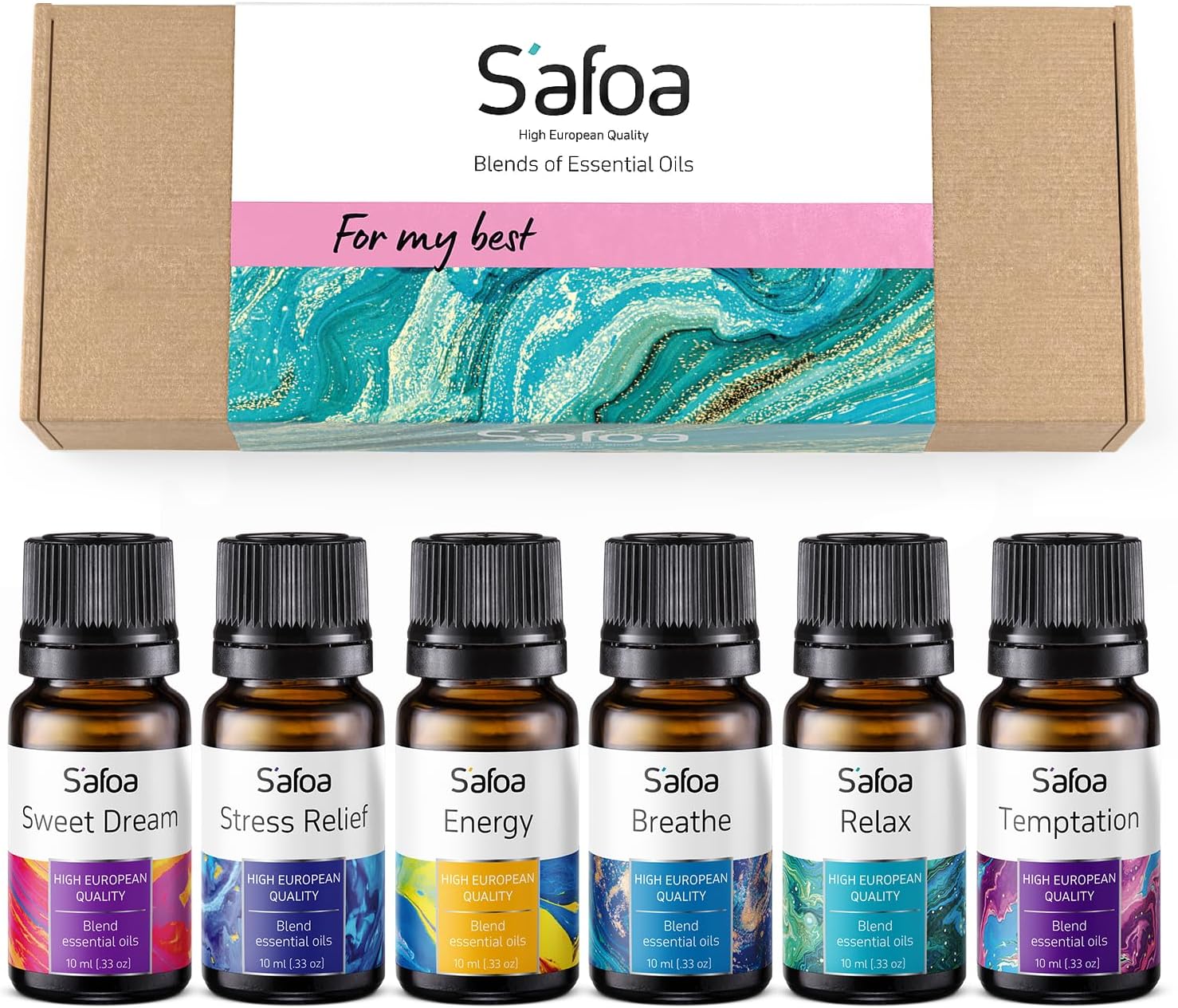 Top 6 Essential Oils Blends Set for Diffusers - Aromatherapy Oils Scents for Home  Office, Perfect for Tension Relief, Relaxation, Breath and Good Dreams Mood Boost Wellness Essential Oil Kit for SPA
