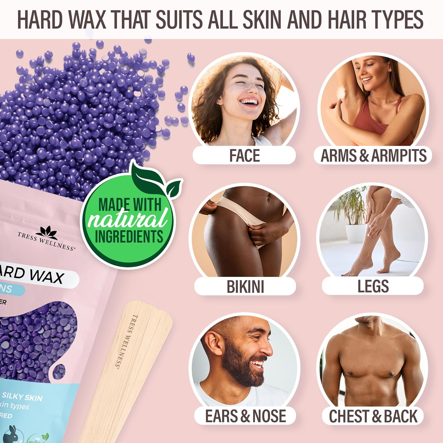 Tress Wellness Waxing Kit for Brazilian Wax - Easy to Use - For Sensitive Skin - Digital Display, Blue Water