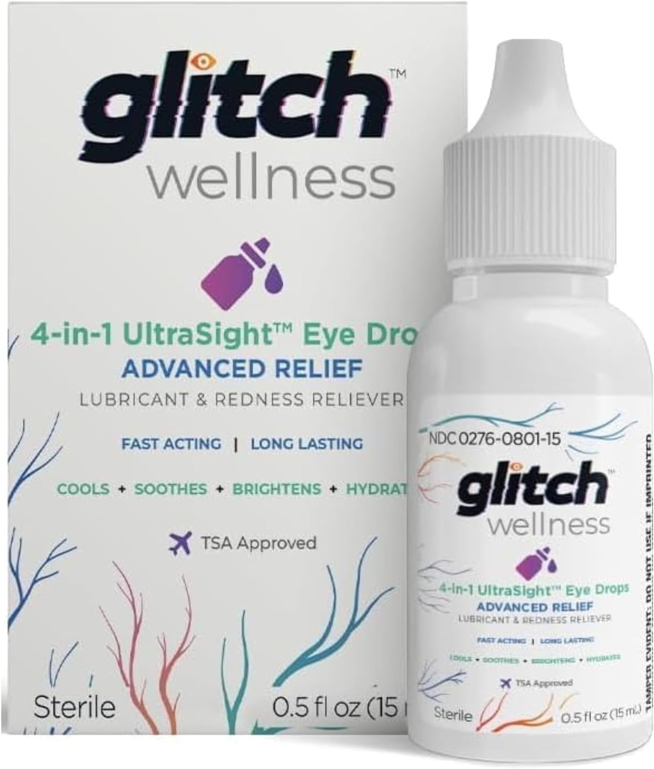 UltraSight Eye Drops for Red Eyes 15mL - 4 in 1 Advanced Relief Dry Eye Drops - All Day Comfort with Hydration, Brightening, Cooling - Effectively Soothes Irritation  Dryness - 0.5 Fl Oz