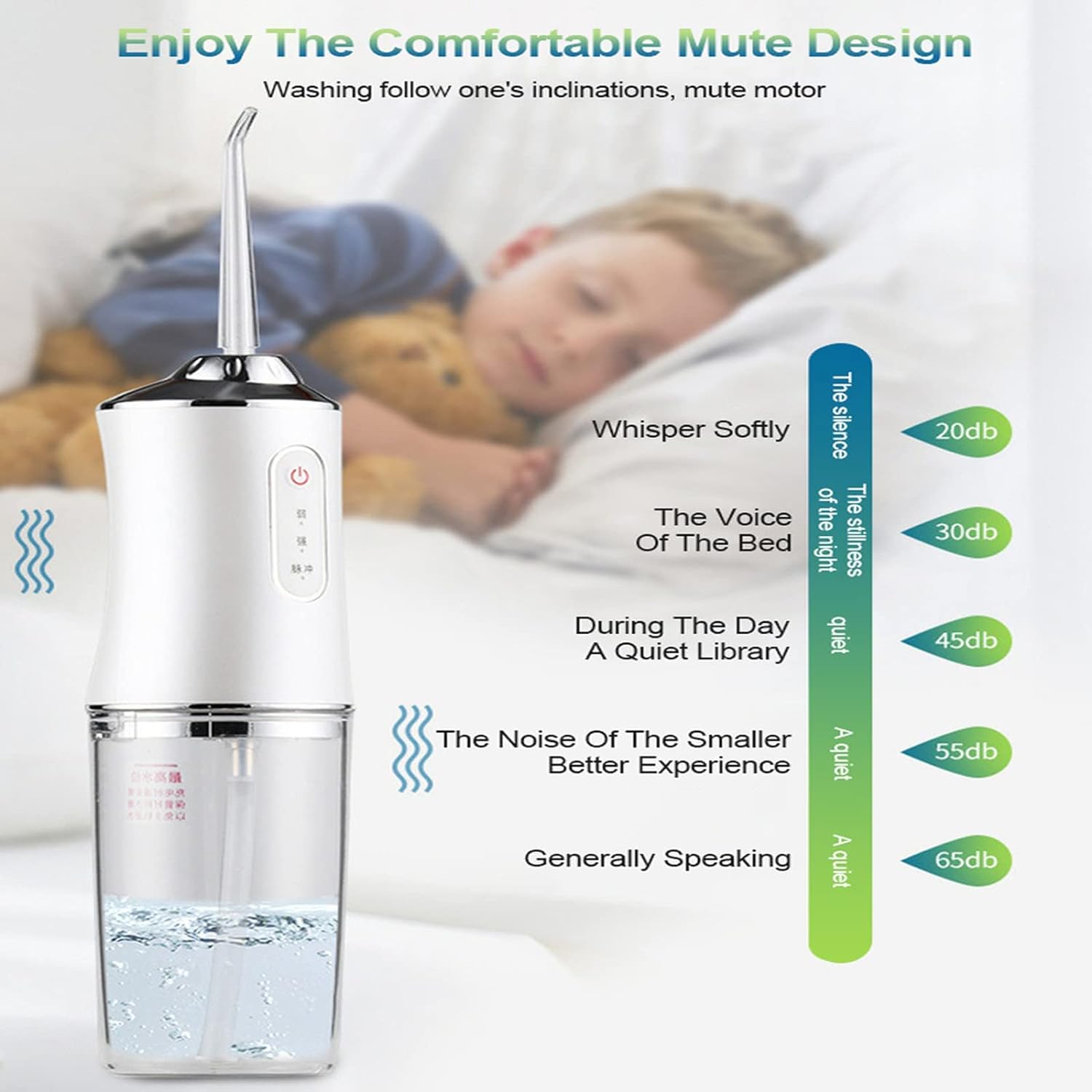 Water Dental Flosser Oral Irrigator with 3 Modes Cordless Water Teeth Cleaner Pick 4 Tips, IPX7 Waterproof Rechargeable Portable Powerful Battery for Travel  Home Braces  Bridges Care