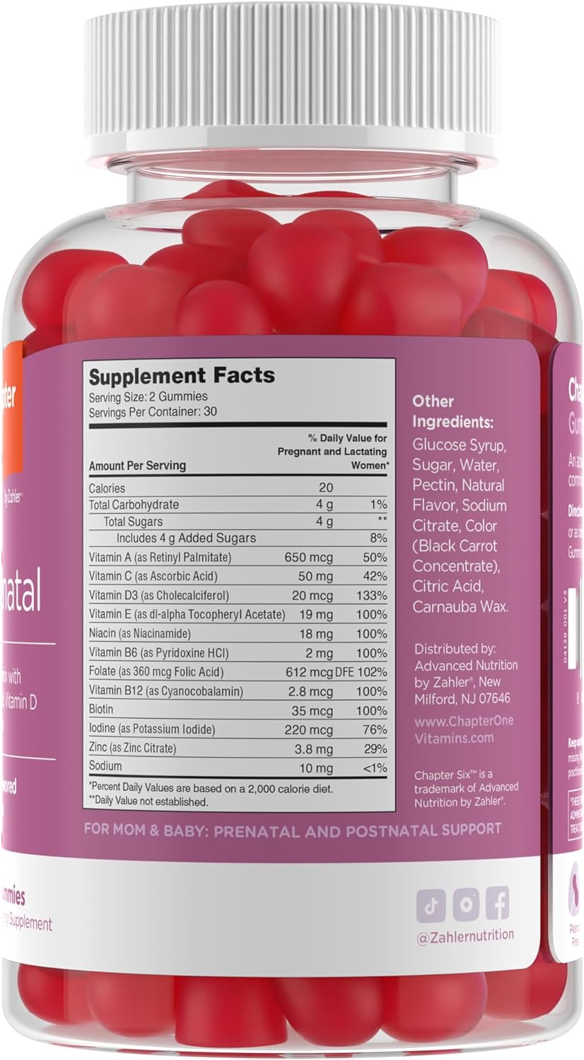 Zahler - Womens Prenatal Gummies - Grape Flavor - Prenatal Vitamins for Women with Folic Acid - Vegetarian  Kosher Pregnancy Vitamins - Womens Prenatal Multivitamin with A C D3 E B6 B12-60 Count