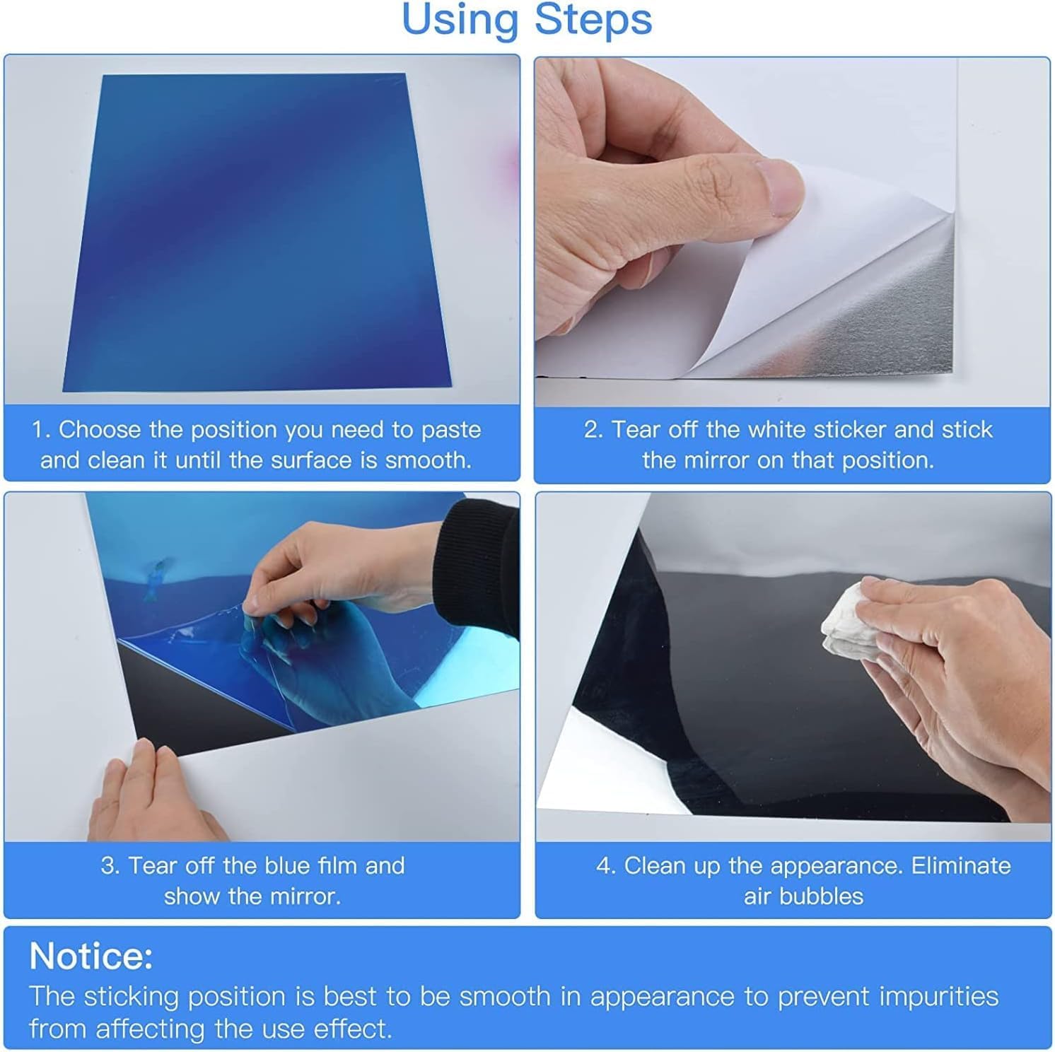 12 Pcs Flexible Mirror Sheets Stickers, Non Glass Safety Reflective Mirror, 12 x 12 in Self Adhesive Square Cuttable Mirror Wall Stickers for DIY Craft Home Wall Decoration