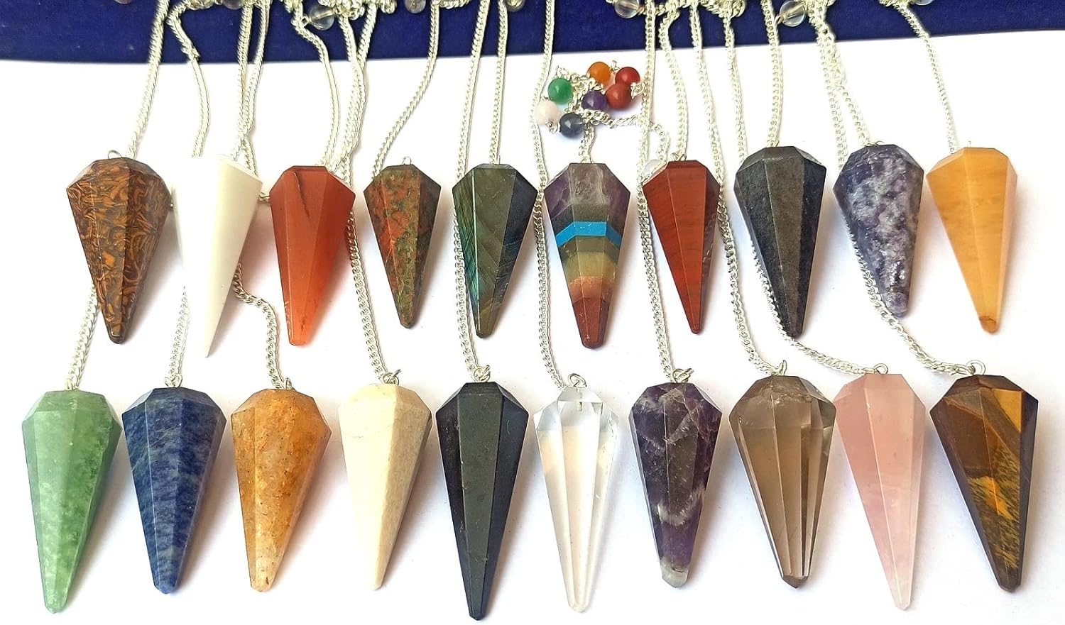 16 Pieces Per Lot of Gemstone Pendulums Fashion Powerful Meditation Psychic Success Gift FengShui Prosperity Health Wealth Reiki Dowsing Energy Wellness Crystal Healing Metaphysical