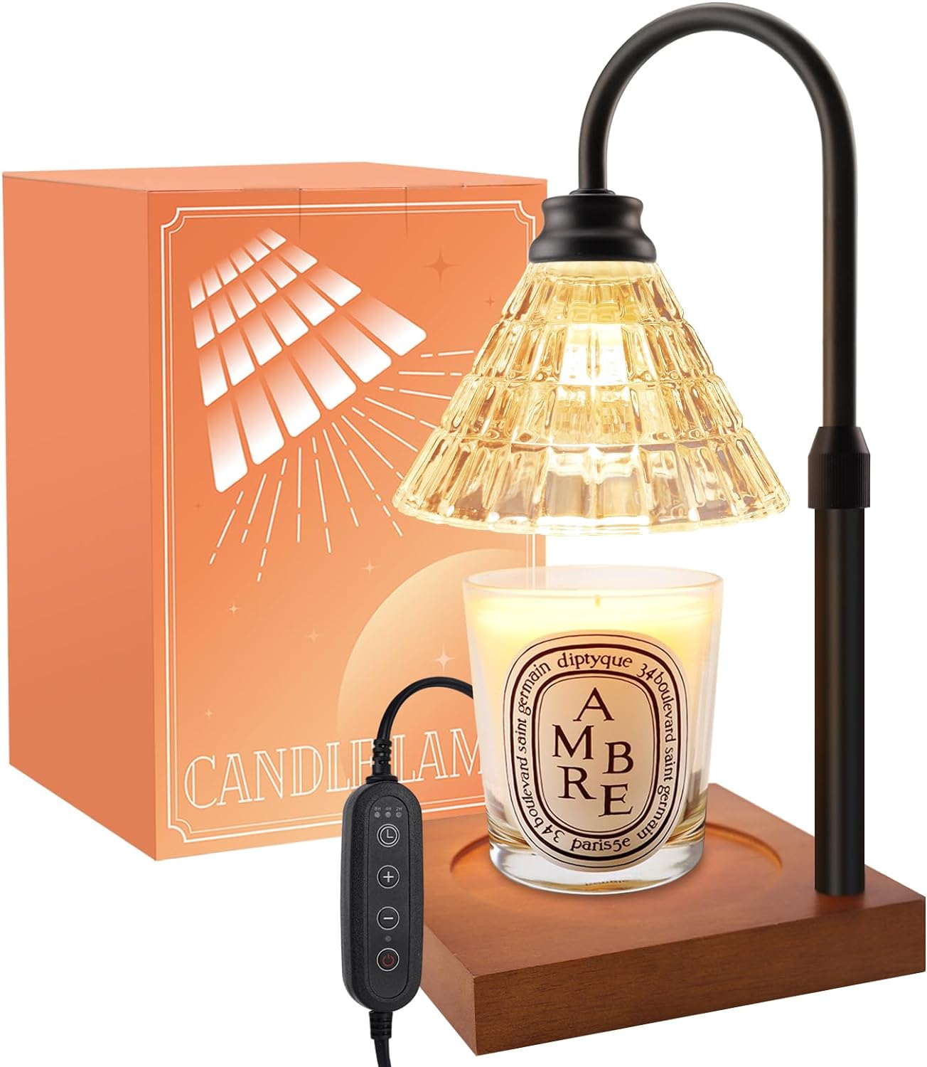 Candle Warmer Lamp with Dimmer, 2H/4H/8H Timer, Compatible with Yankee Candle Large Jar Candle, Home Decor Gift for her, Birthday Gift for mom, Home Scented Jar Candles Heater,Black Wood