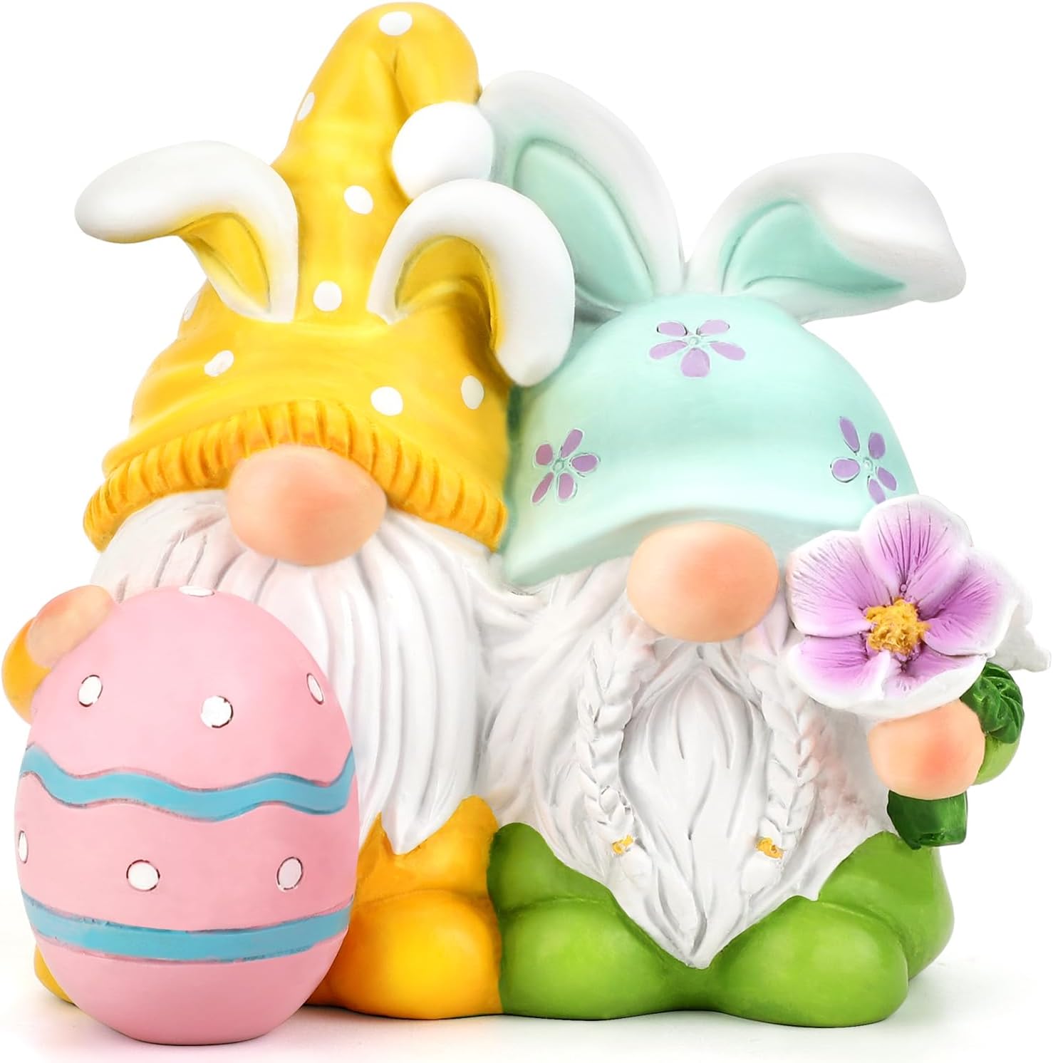Easter Gnomes Decorations Easter Bunny Decor Resin Cute Spring Gnome Figurines for Home Kitchen Ornament (Bunny Gnome)