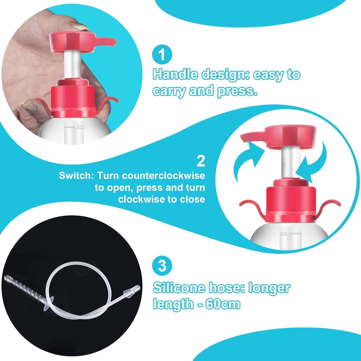 Enema Kit for Colon Cleansing Anti Back-Flow - Anal Douche with Syringe Handle and 3 Nozzle Tip - Vaginal Douche for Women/Douches for Men - 600 ml / 20.29 OZ¡­