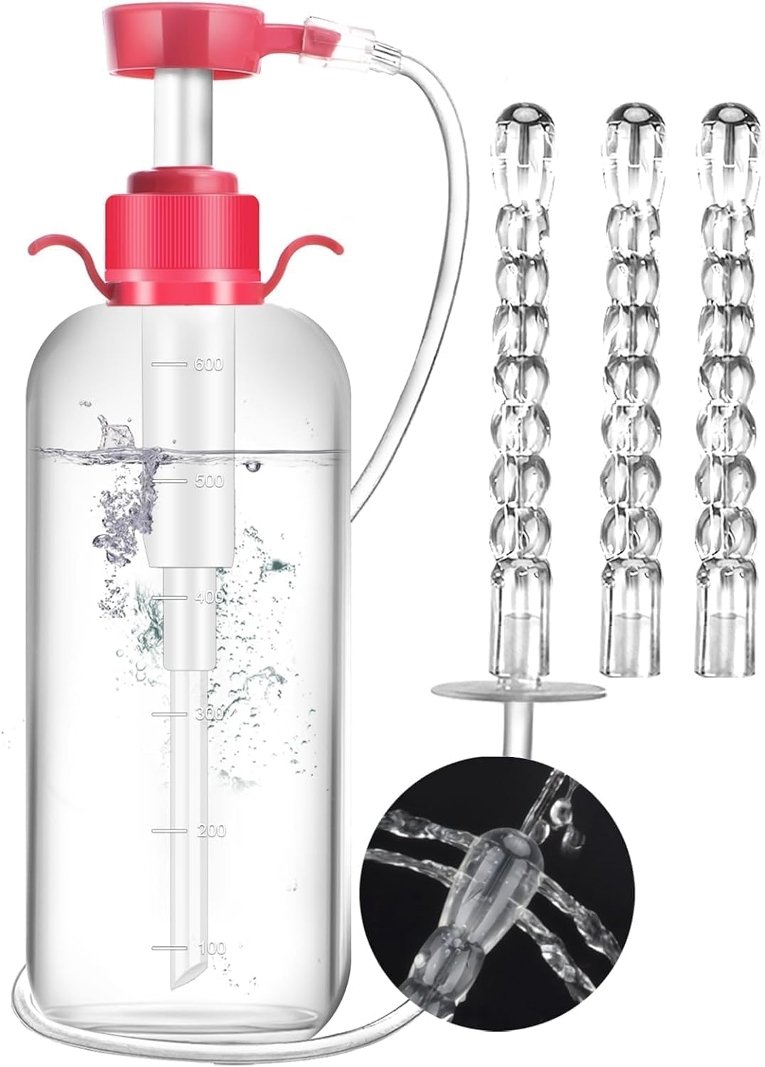 Enema Kit for Colon Cleansing Anti Back-Flow - Anal Douche with Syringe Handle and 3 Nozzle Tip - Vaginal Douche for Women/Douches for Men - 600 ml / 20.29 OZ¡­
