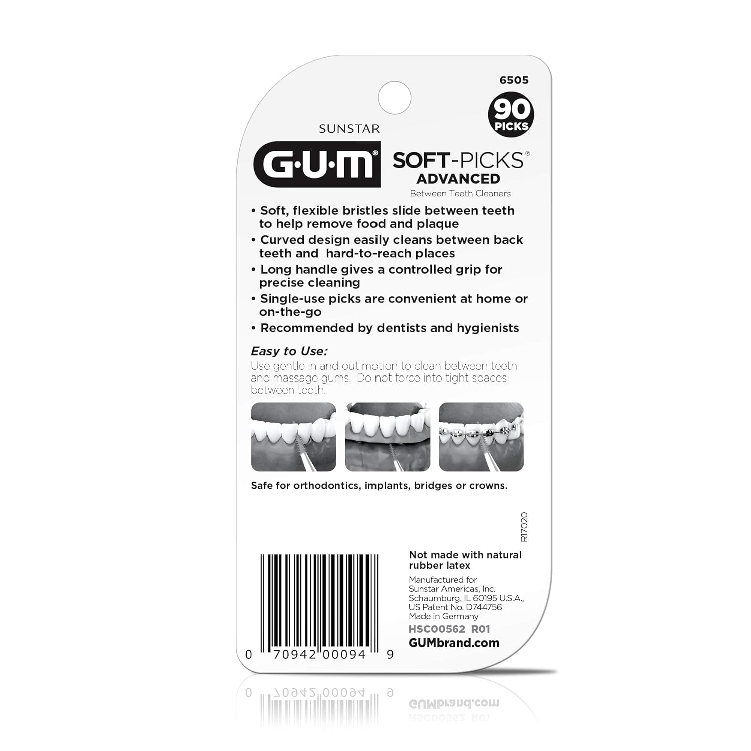 GUM Soft-Picks Advanced, Easy to Use Dental Picks for Teeth Cleaning Health, Disposable Interdental Brushes with Convenient Carry Case, Dentist Recommended Dental Picks, 60ct (3pk)