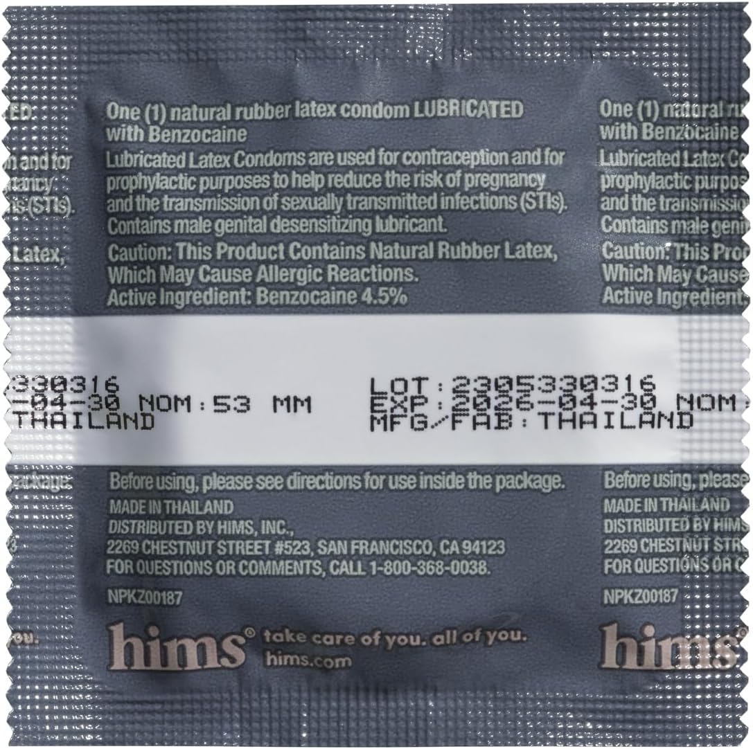 hims Clockstopper Climax Delay Condoms - 4.5% Benzocaine Lubricated Studded Condoms - Numbing Spray Alternative - Reduce Sensitivity, Last Longer in Bed - 8 Pack