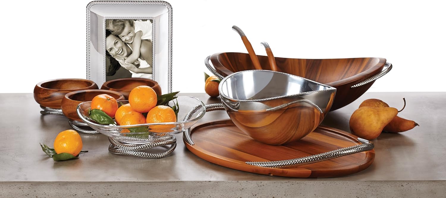 nambe Braid Centerpiece Bowl | Fruit Display Bowl | Decorative Bowl for Table Décor or Kitchen Counter | Chrome Plate and Glass | Modern Centerpiece | 11-Inch