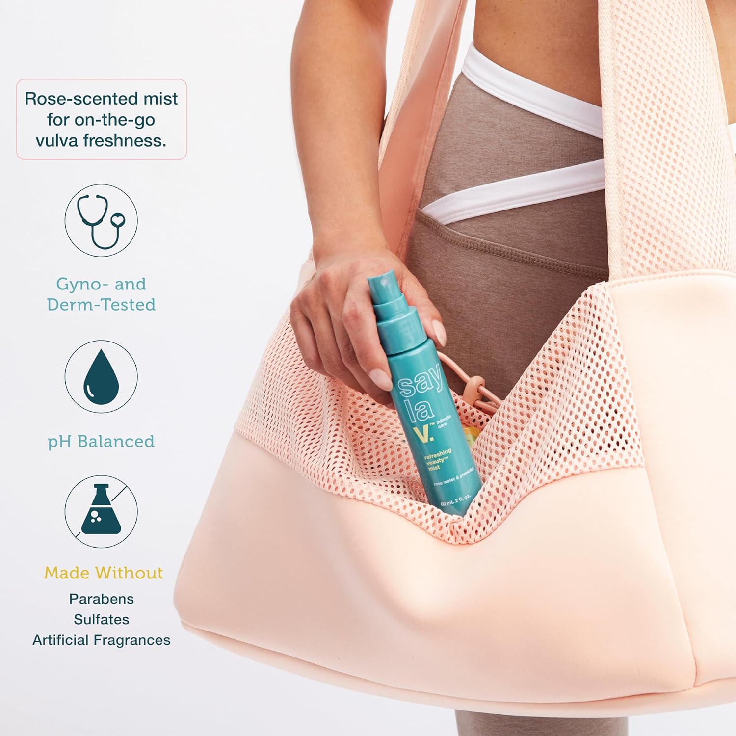 say la V. Refreshing Veauty Mist, pH Balanced, Feminine Hygiene Spray to Neutralize Vulva Odor, Natural Prebiotics, Aloe Vera and Rosewater, Gynecologist and Dermatologist Tested, 2 Fl Oz