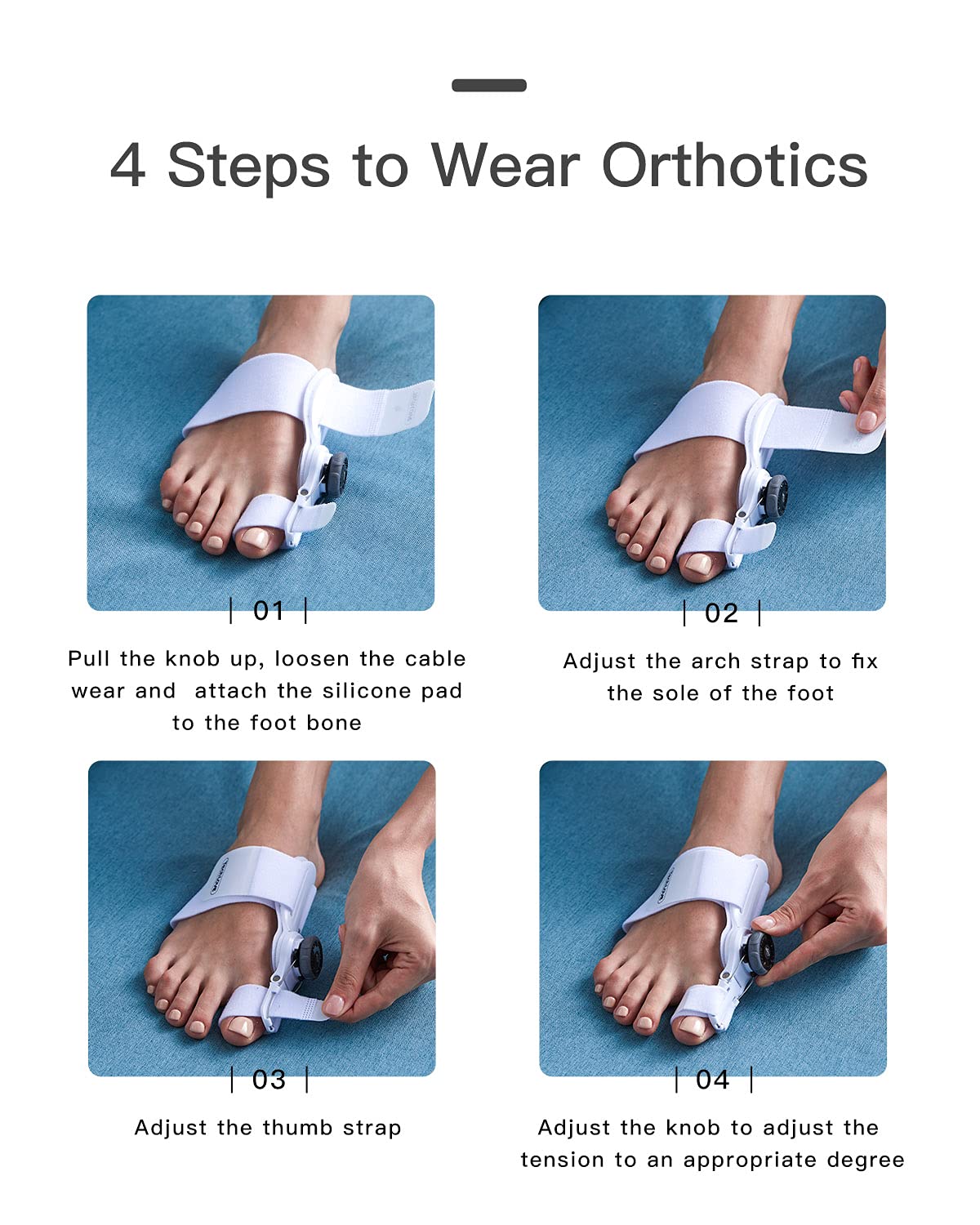 Tech Love Bunion Corrector for Women and Men, Orthopedic Bunion Toe Straightener, Adjustable Bunion Splint with Silicone Inner Pad for Bunion Relief(2PC)