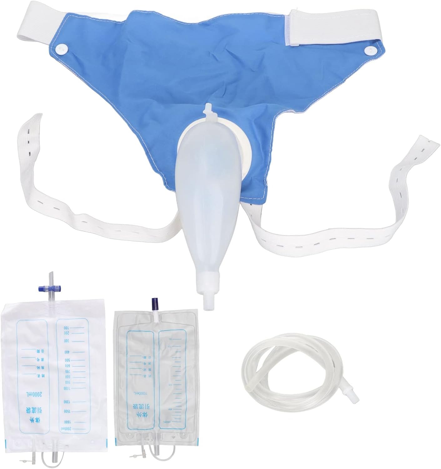Urine Collector Bag, Prevent Leakage Wearable Bag Protable Silicone Urinals with Pee Catheter Duct Elderly Urinary Incontinence Bedridden Patients Drainage System External for Men