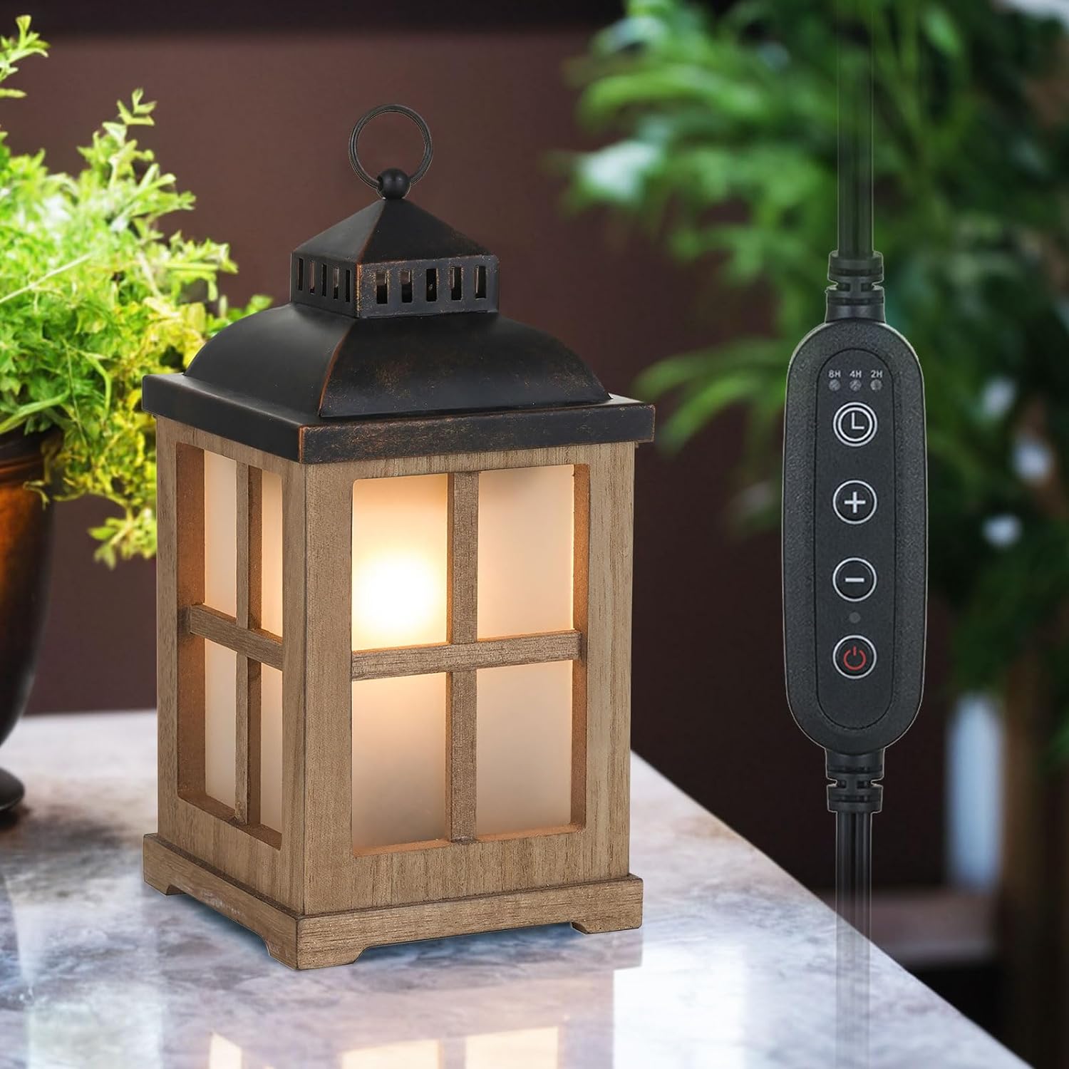 Wax Melt Warmer with Timer - 2 in 1 Farmhouse Scented Decorative Candle Warmer Lantern with Lid for Home Decor, 8 Rustic Medium Electric Cute Fragrance Wax Cubes Tarts Burners