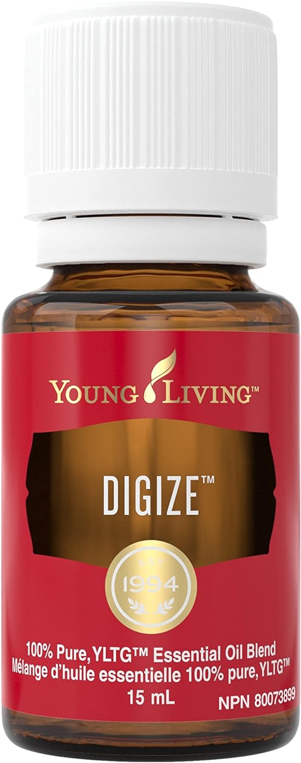 Young Living DiGize Essential Oil Blend | 15ml | 100% Pure  Natural Blend of Essential Oils for Digestion Support and Gut Health, Soothing Aromatic and Topical Blend for Wellness