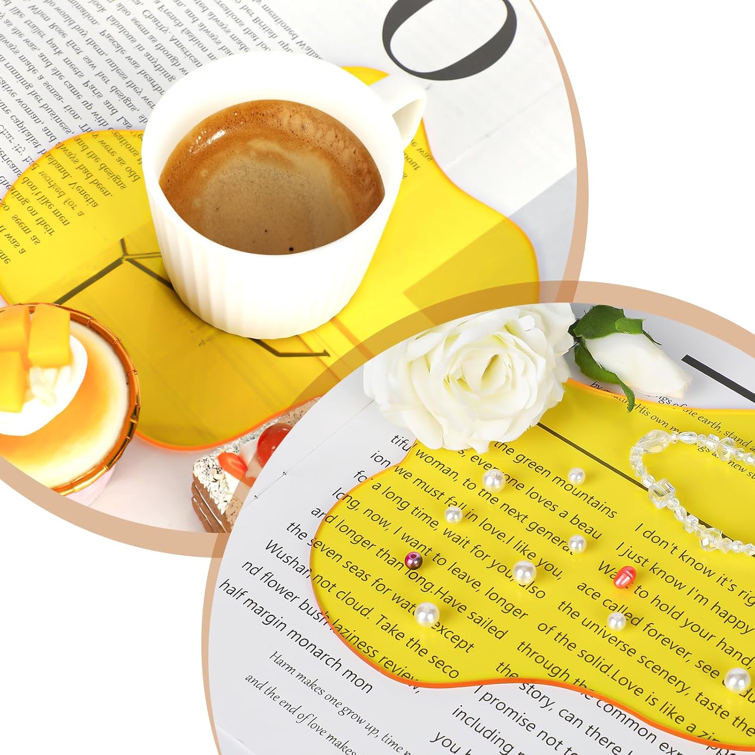 2 Packs Acrylic Coaster, Transparent Coaster for Desk, Acrylic Desk Coaster, Transparent Irregular Coast, Clear Desk Coasters, Drink Cup Coasters Table Ornaments for Kitchen, Bar, Dining Table