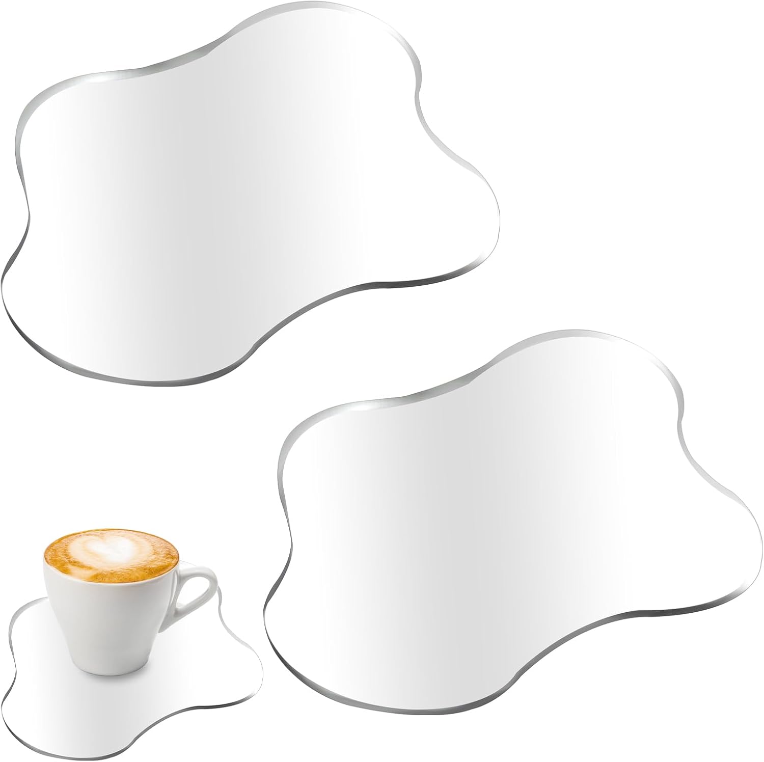 2 Packs Acrylic Coaster, Transparent Coaster for Desk, Acrylic Desk Coaster, Transparent Irregular Coast, Clear Desk Coasters, Drink Cup Coasters Table Ornaments for Kitchen, Bar, Dining Table