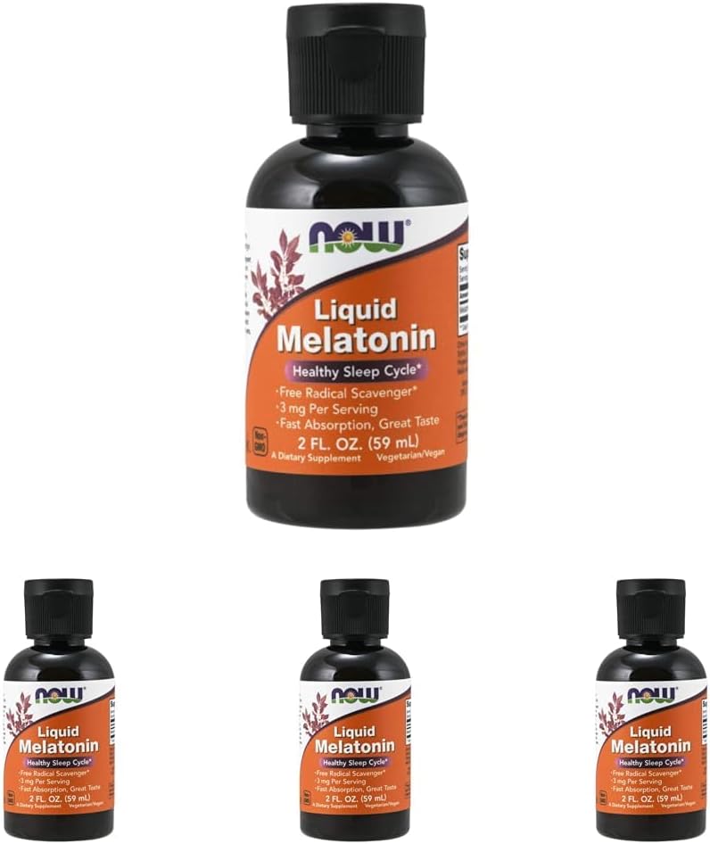 NOW Supplements, Liquid Melatonin, 3 mg Per Serving, Fast Absorbtion and Great Taste, 2-Ounces (Pack of 4)