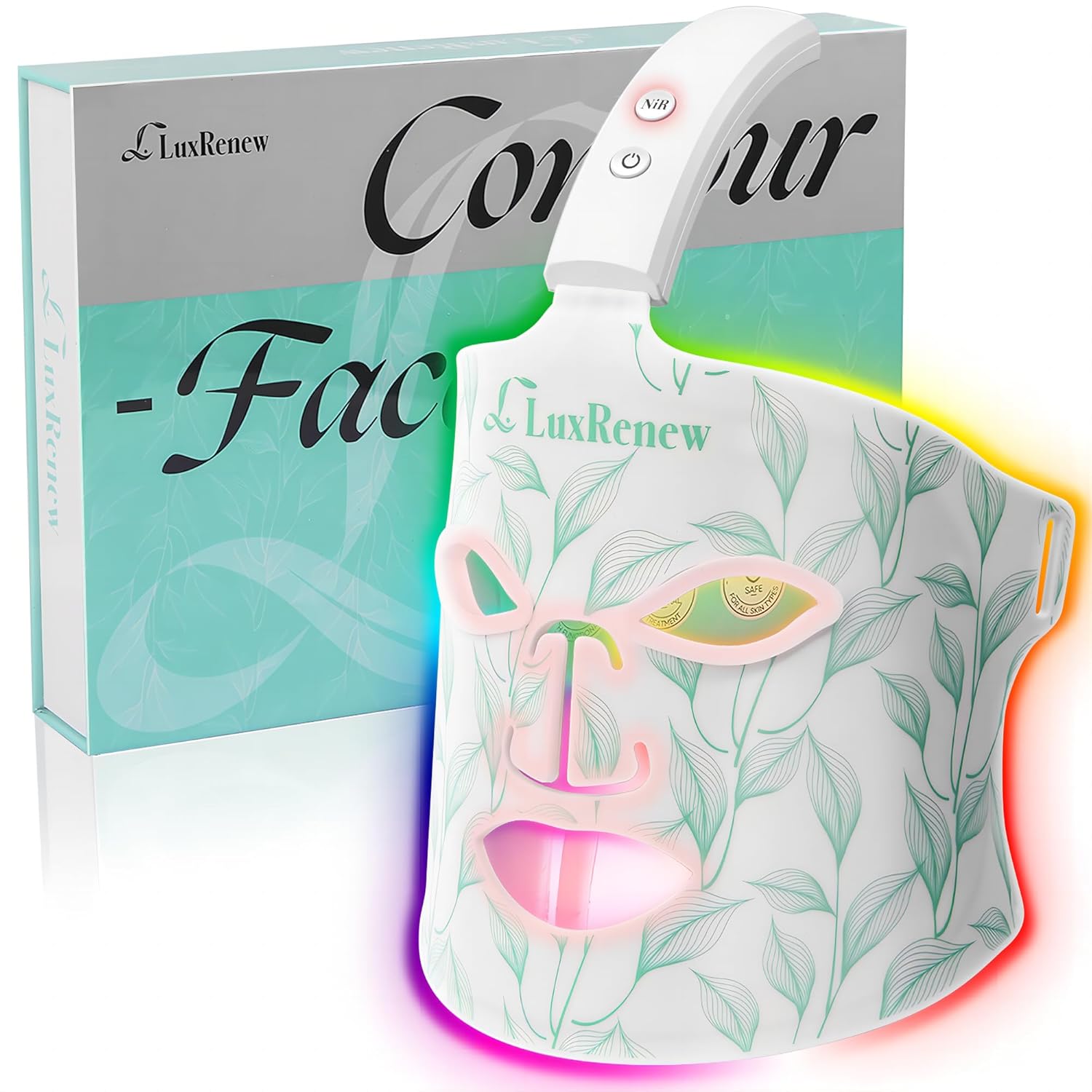 Red Light Therapy Mask, Near-infrared 850 Red Light + 7 Colors Led Face Mask Light Therapy, Portable and Rechargeable for Facial Led Mask Skincare at Home and Travel [LMask Pro]