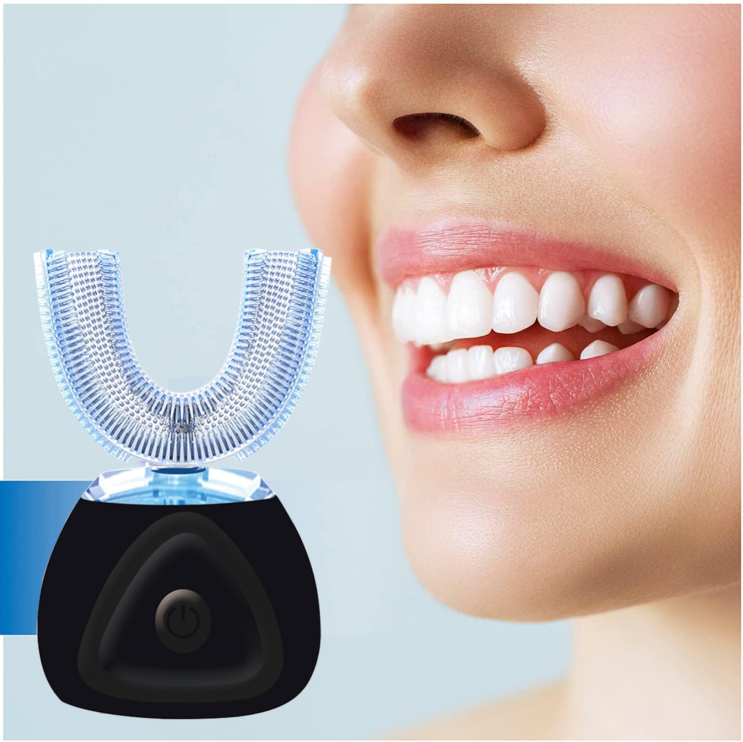 Ultrasonic Automatic Toothbrush, Auto Toothbrush for Adult, 360° Sonic Toothbrush Waterproof, Rechargeable Electric Ultrasonic Toothbrush, Teeth whitening Brush for Home and Travel Use (Blue) (Black)