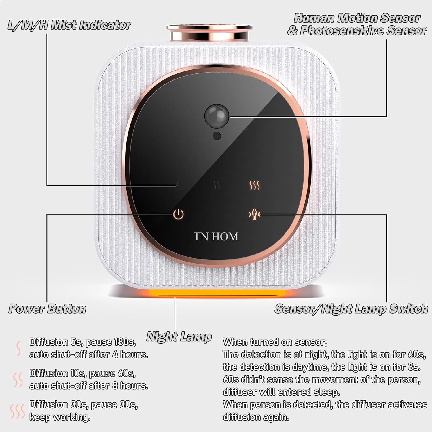 Waterless Diffuser for Essential Oil - Smart Sensing Portable Nebulizer Aroma Diffuser, Battery Operated Cordless, No Water Aromatherapy Diffuser, Luxury Scents Air Machine for Home