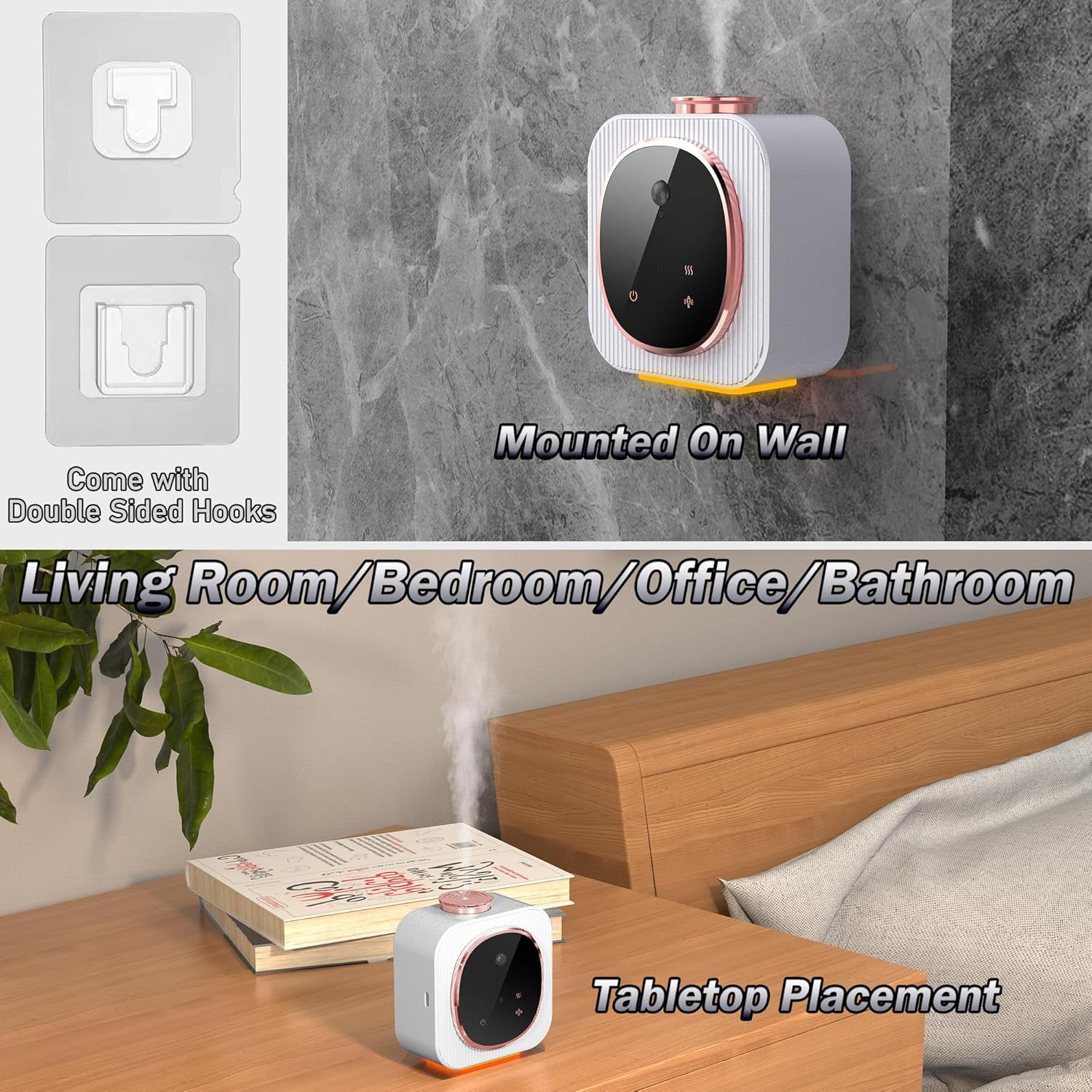 Waterless Diffuser for Essential Oil - Smart Sensing Portable Nebulizer Aroma Diffuser, Battery Operated Cordless, No Water Aromatherapy Diffuser, Luxury Scents Air Machine for Home