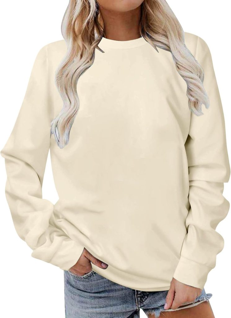 Bidobibo Fall Sweatshirts For Women 2023 Casual Crewneck Sweatshirts Long Sleeve Tee Shirts Tunic Tops Lightweight Sweatshirt