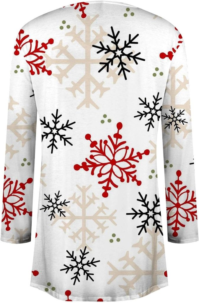 ZEFOTIM Christmas Cardigan for Women Light Weight Open Front Funny Reindeer Xmas Fashion Casual Shirts